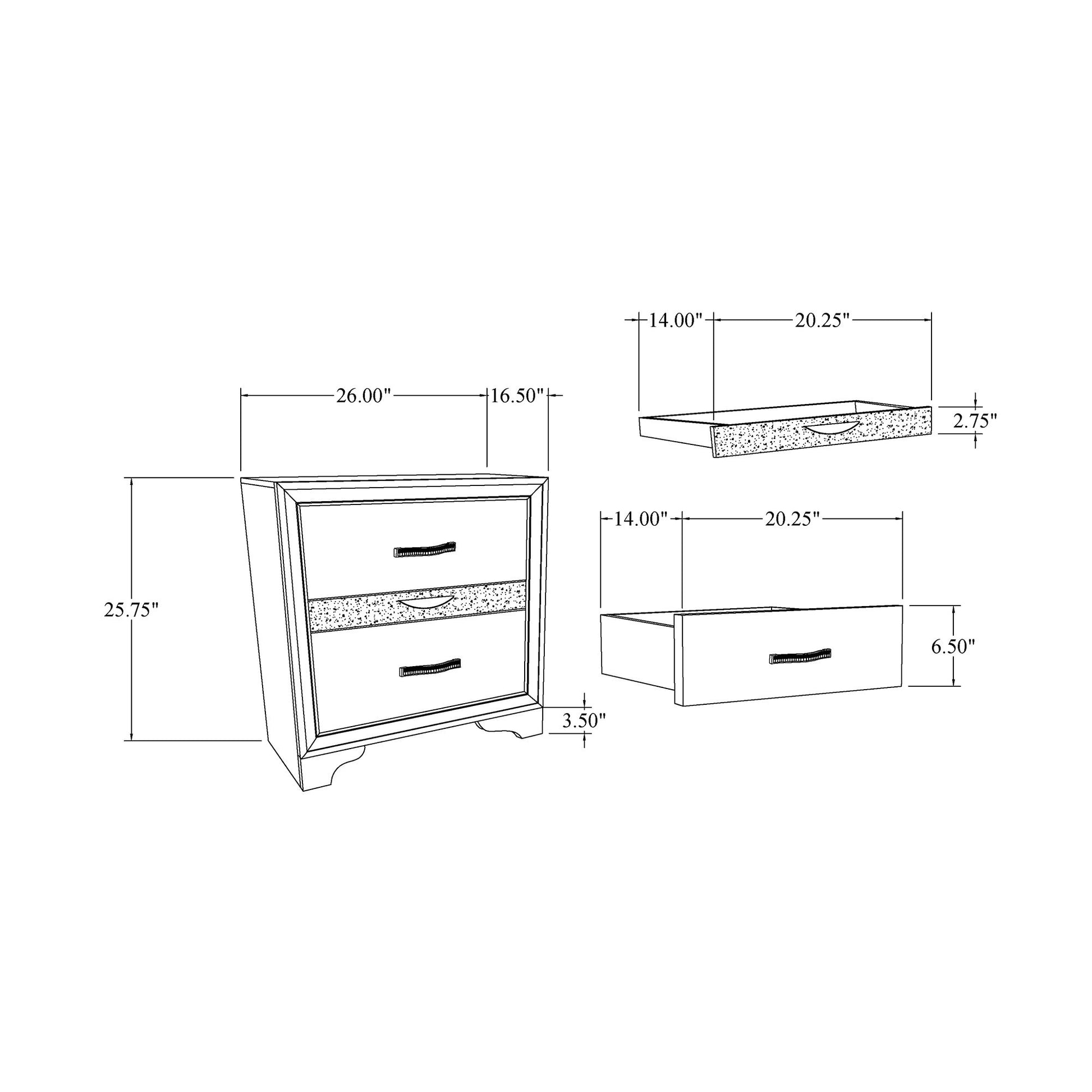 Ryder - Sparkle Nightstand - Gray - The Sleep Loft - Online Mattress Showroom NYC