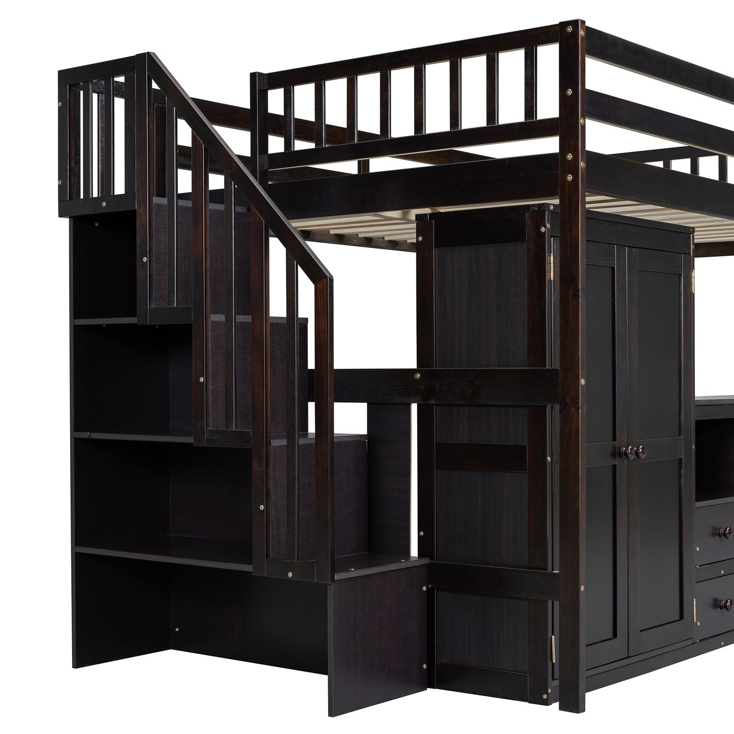 Loft Bed With Stairs, Bookshelf, Drawers, Desk & Wardrobe, Space Saving Multifunctional Furniture - The Sleep Loft - Online Mattress Showroom NYC