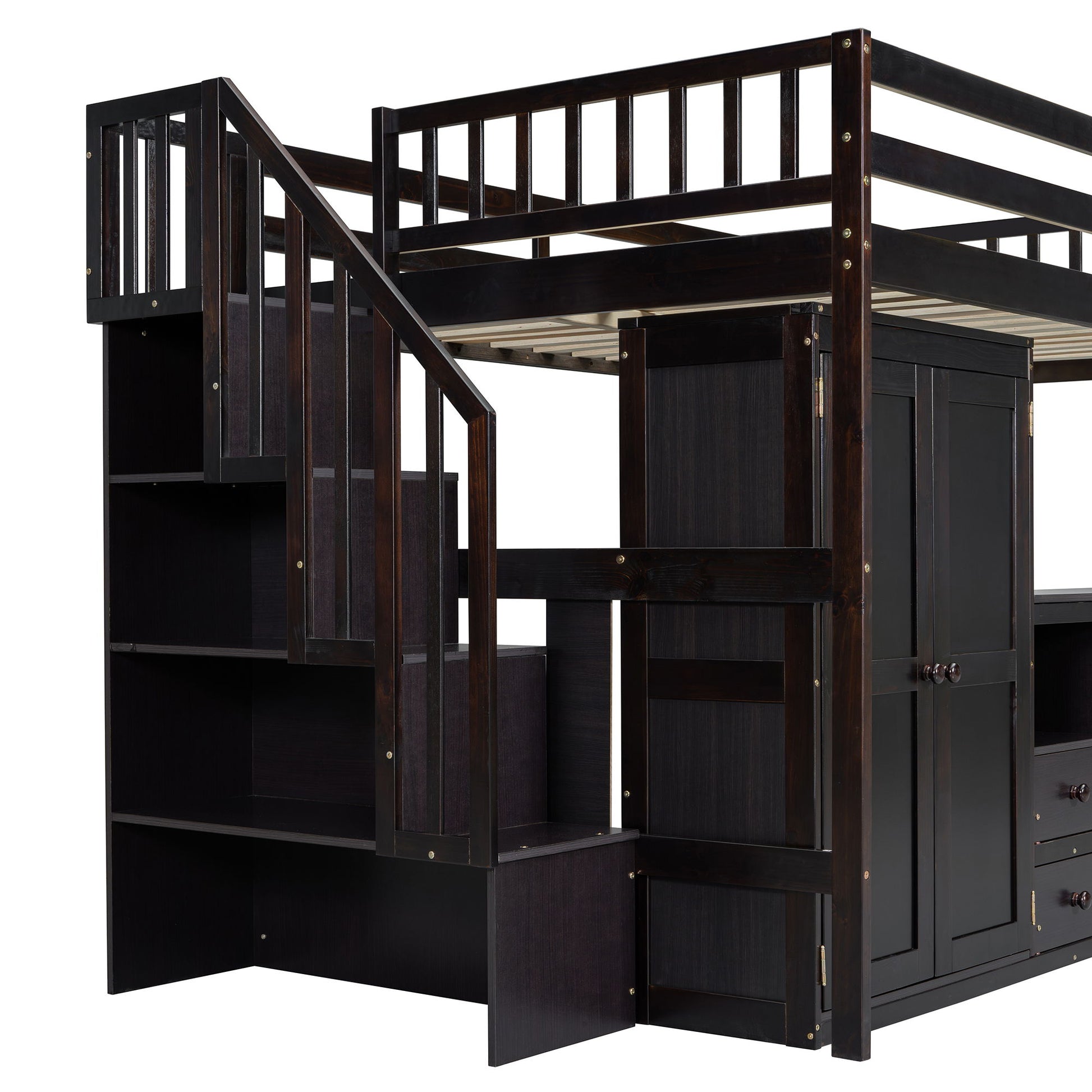 Loft Bed With Stairs, Bookshelf, Drawers, Desk & Wardrobe, Space Saving Multifunctional Furniture - The Sleep Loft - Online Mattress Showroom NYC