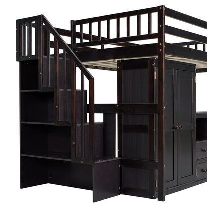 Loft Bed With Stairs, Bookshelf, Drawers, Desk & Wardrobe, Space Saving Multifunctional Furniture - The Sleep Loft - Online Mattress Showroom NYC