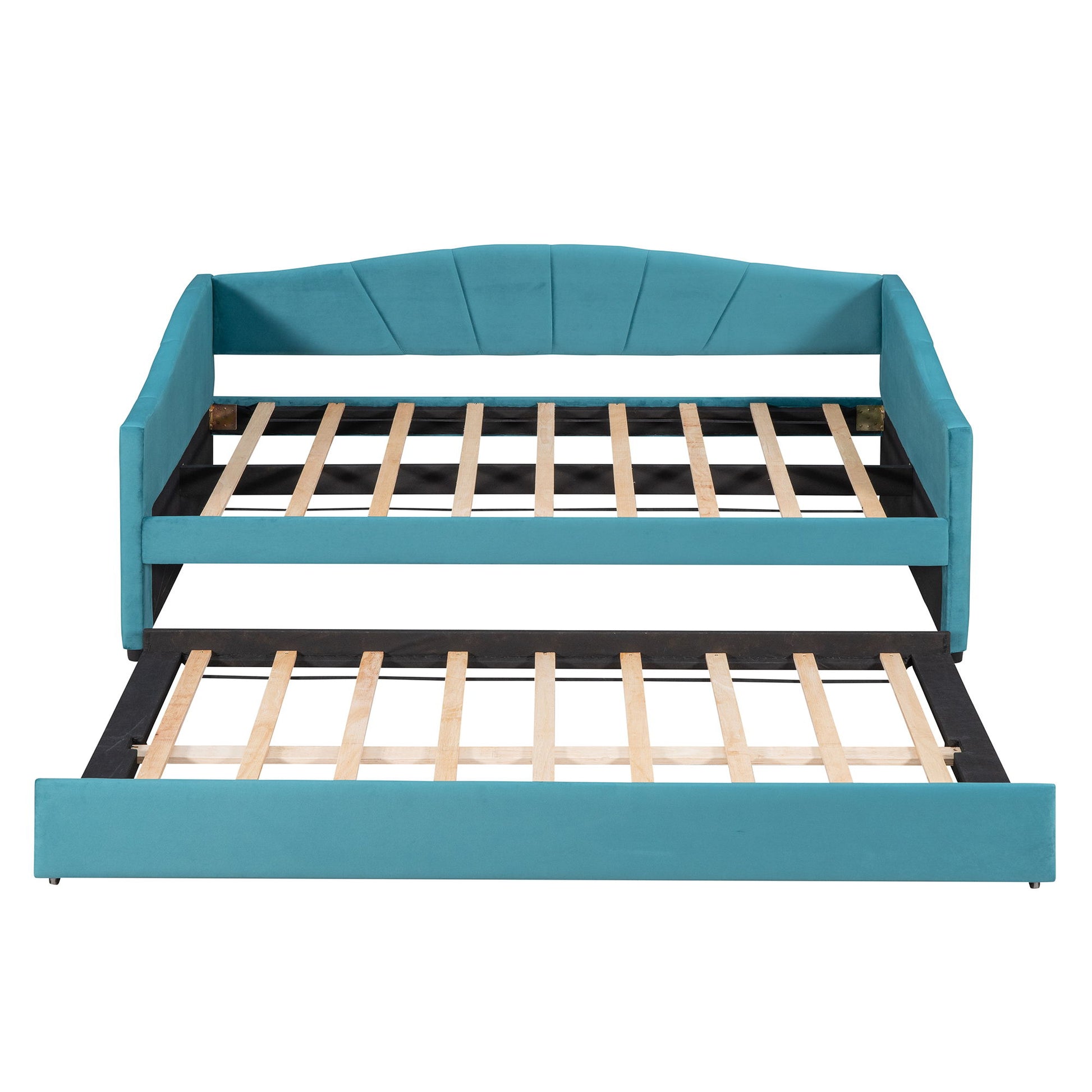 Upholstered Daybed Sofa Bed With Trundle Bed And Wood Slat - The Sleep Loft - Online Mattress Showroom NYC