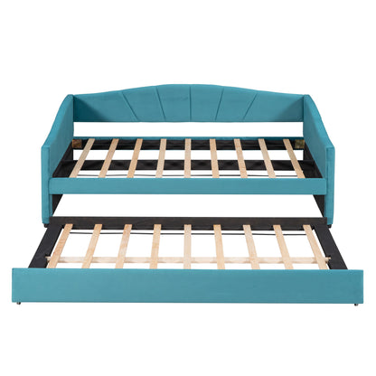 Upholstered Daybed Sofa Bed With Trundle Bed And Wood Slat - The Sleep Loft - Online Mattress Showroom NYC