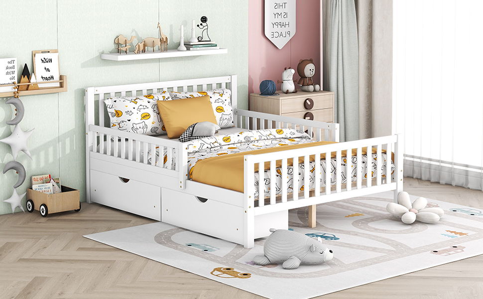 Platform Bed With Guardrails On Both Sides And 2 Storage Drawers - The Sleep Loft - Online Mattress Showroom NYC