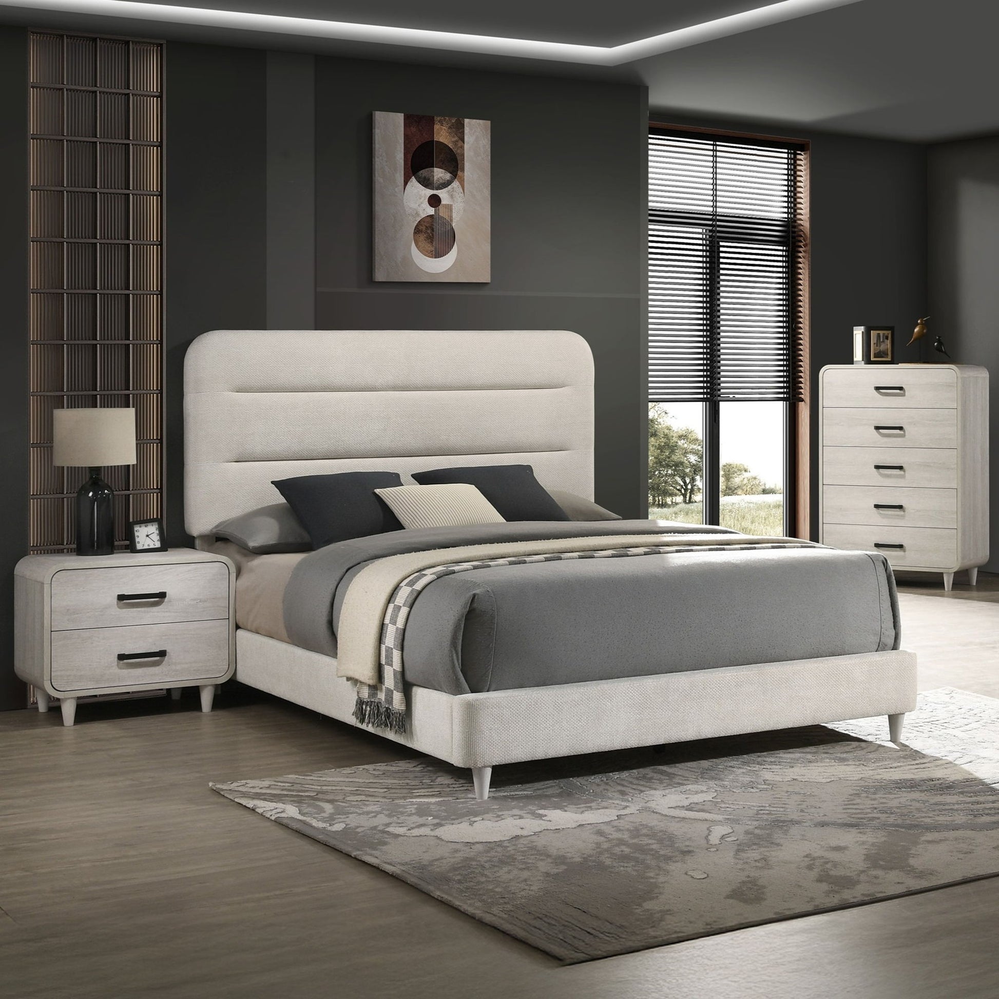 Upholstered Panel Bed, Sleek Lines - The Sleep Loft - Online Mattress Showroom NYC