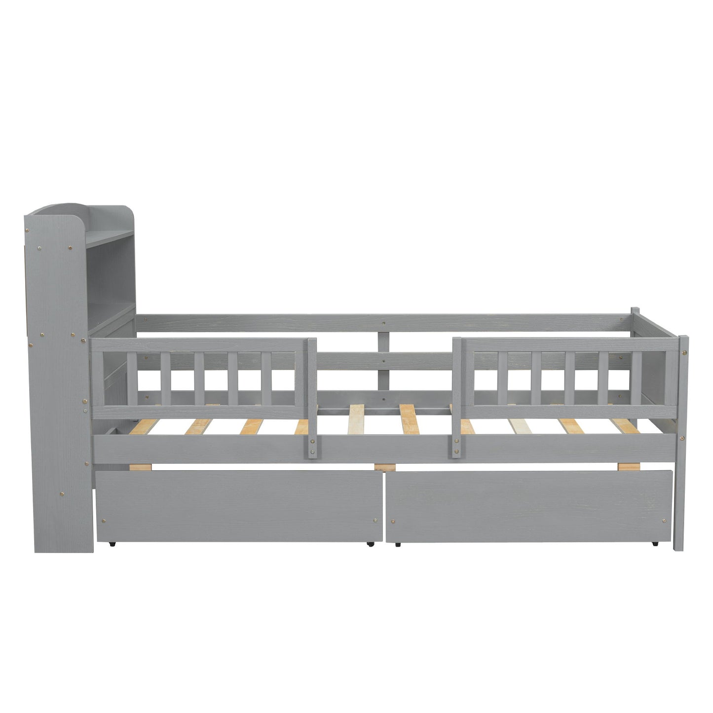 Platform Bed With LED Light, Multi Functional Headboard, Guardrail And 2 Drawers - The Sleep Loft - Online Mattress Showroom NYC
