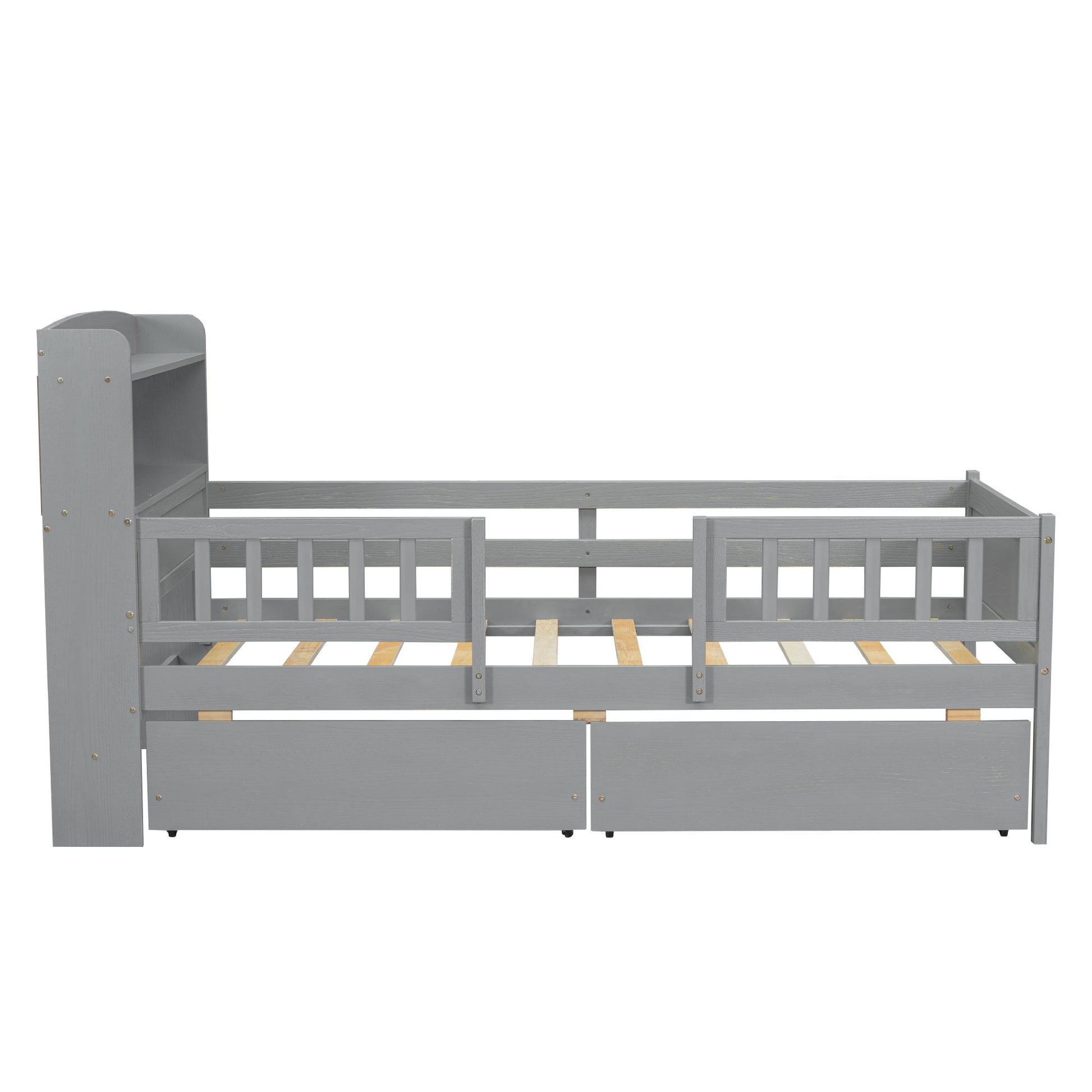 Platform Bed With LED Light, Multi Functional Headboard, Guardrail And 2 Drawers - The Sleep Loft - Online Mattress Showroom NYC