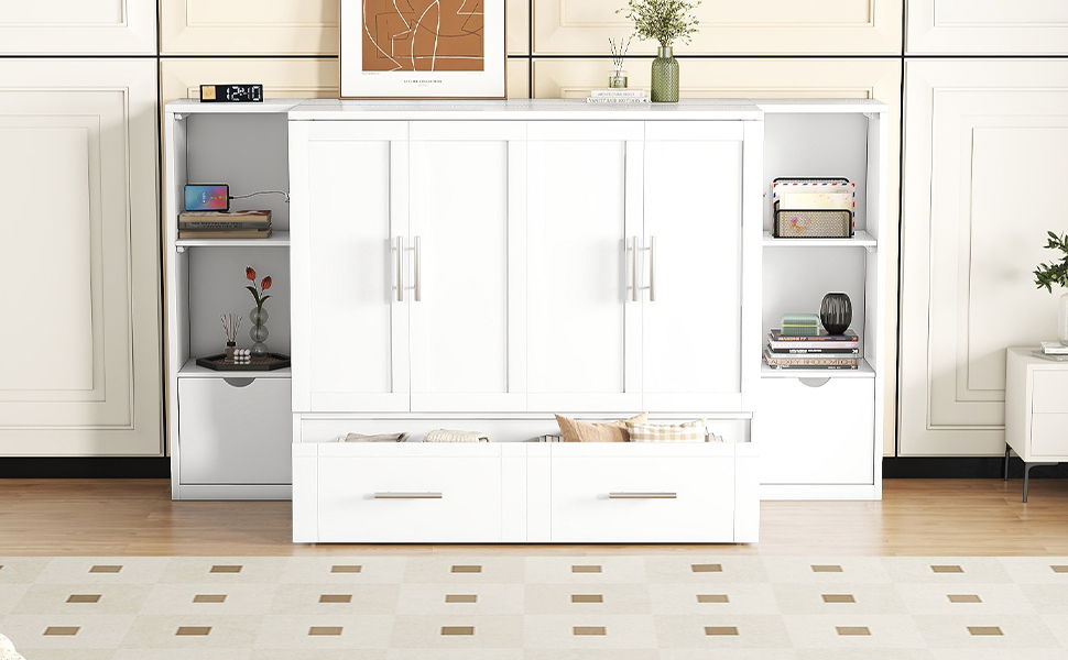 Murphy Bed With Shelves, Drawers And USB Ports - The Sleep Loft - Online Mattress Showroom NYC