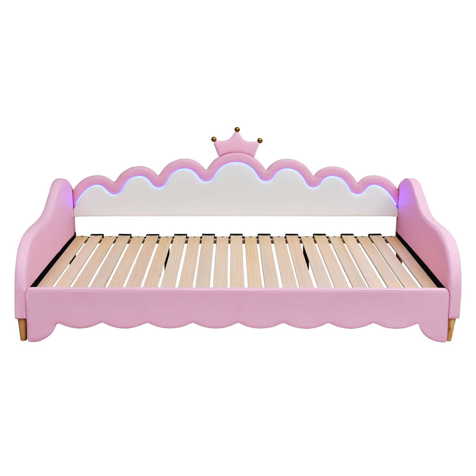 Extending Daybed With LED Lights, Modern Upholstered Princess Daybed With Crown Headboard - The Sleep Loft - Online Mattress Showroom NYC