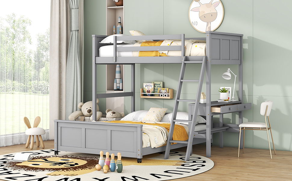Full Over Full Bunk Bed With Desk - The Sleep Loft - Online Mattress Showroom NYC