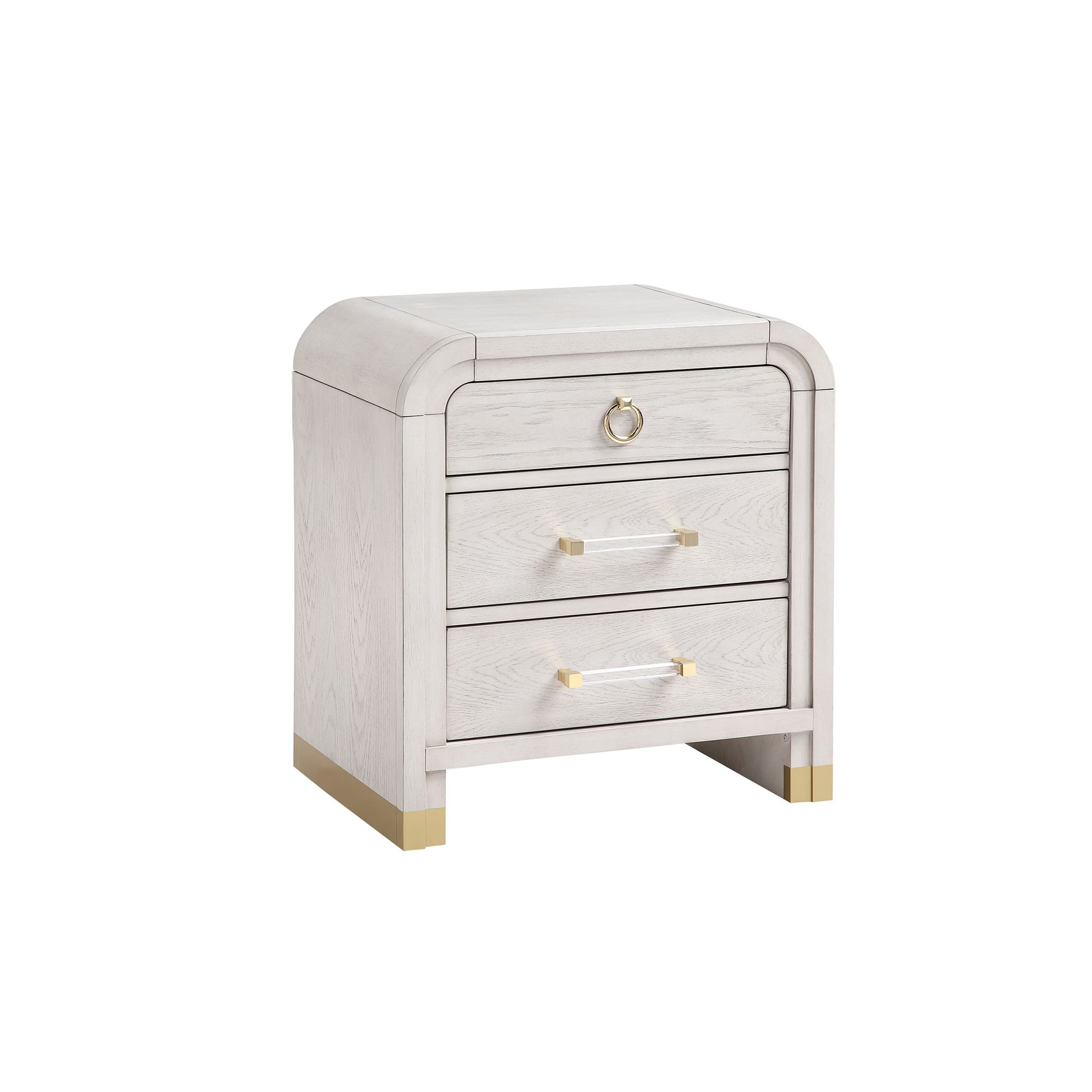 Malco - Nightstand With Spacious Drawer And Gold Metal Fluted Detailing - Black White - The Sleep Loft - Online Mattress Showroom NYC