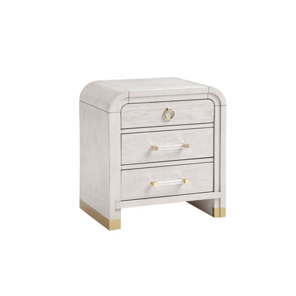 Malco - Nightstand With Spacious Drawer And Gold Metal Fluted Detailing - Black White - The Sleep Loft - Online Mattress Showroom NYC