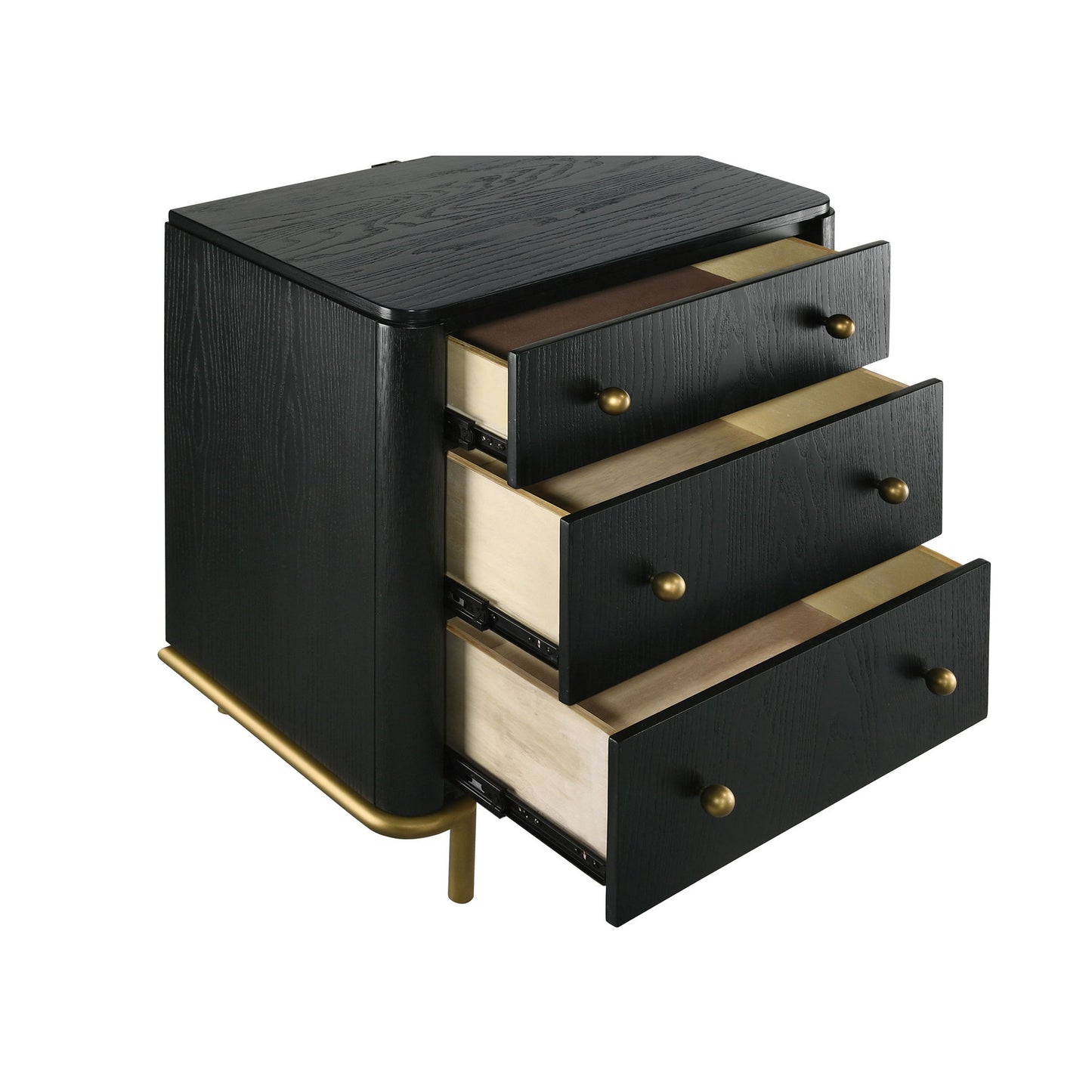 Anser - 3 Drawer Nightstand - Black - The Sleep Loft - Online Mattress Showroom NYC