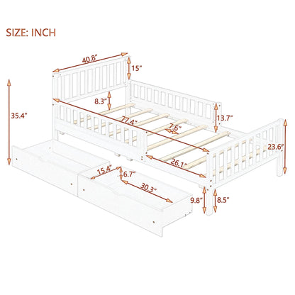 Platform Bed With Guardrails On Both Sides And 2 Storage Drawers - The Sleep Loft - Online Mattress Showroom NYC