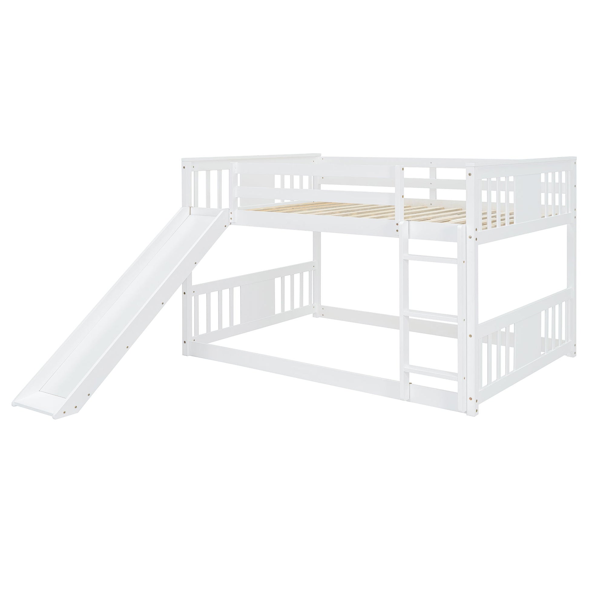 Full Over Full Bunk Bed With Ladder With Slide - White - The Sleep Loft - Online Mattress Showroom NYC