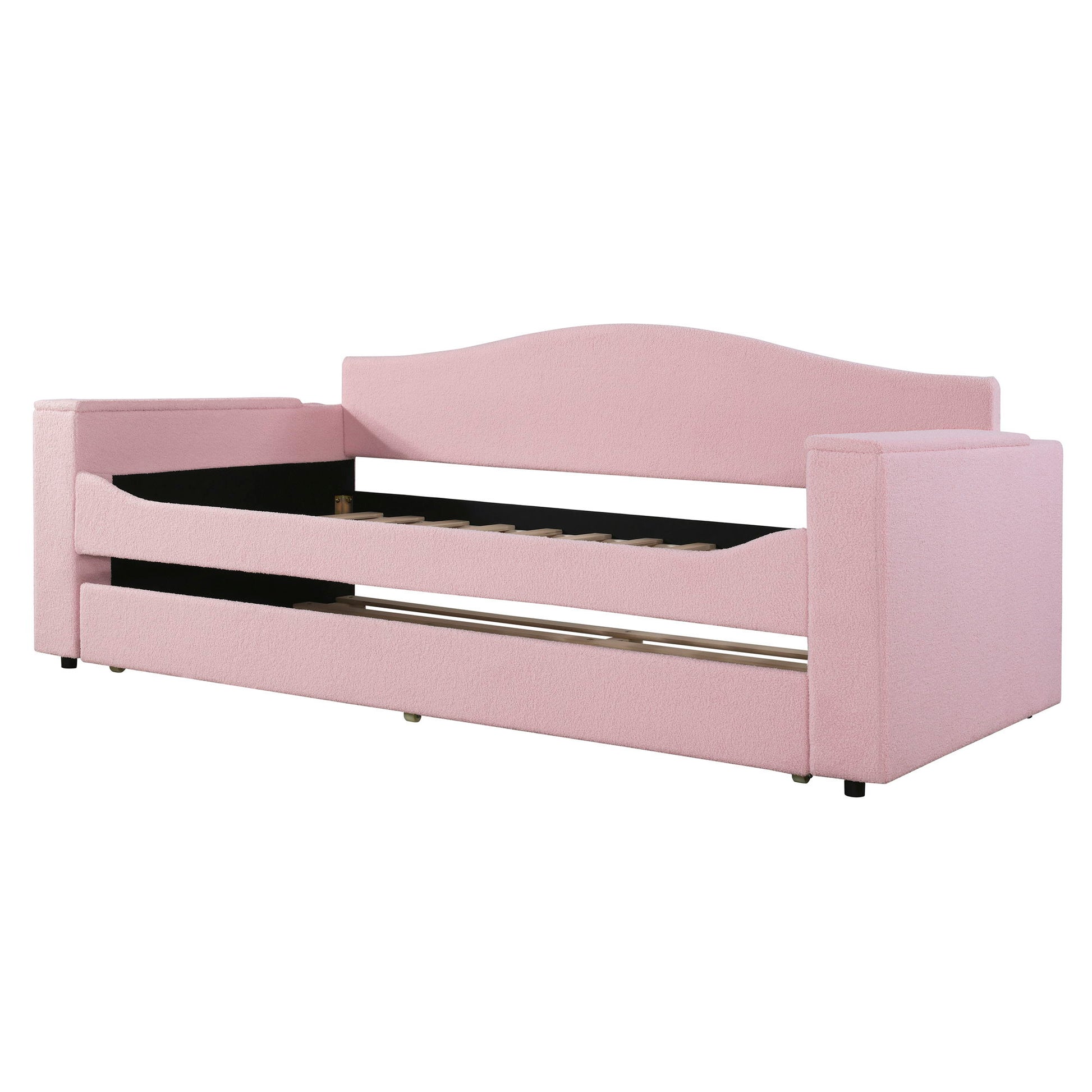 Upholstered Daybed With Storage Armrests, Trundle And Latest Integrated tooth Audio System - The Sleep Loft - Online Mattress Showroom NYC