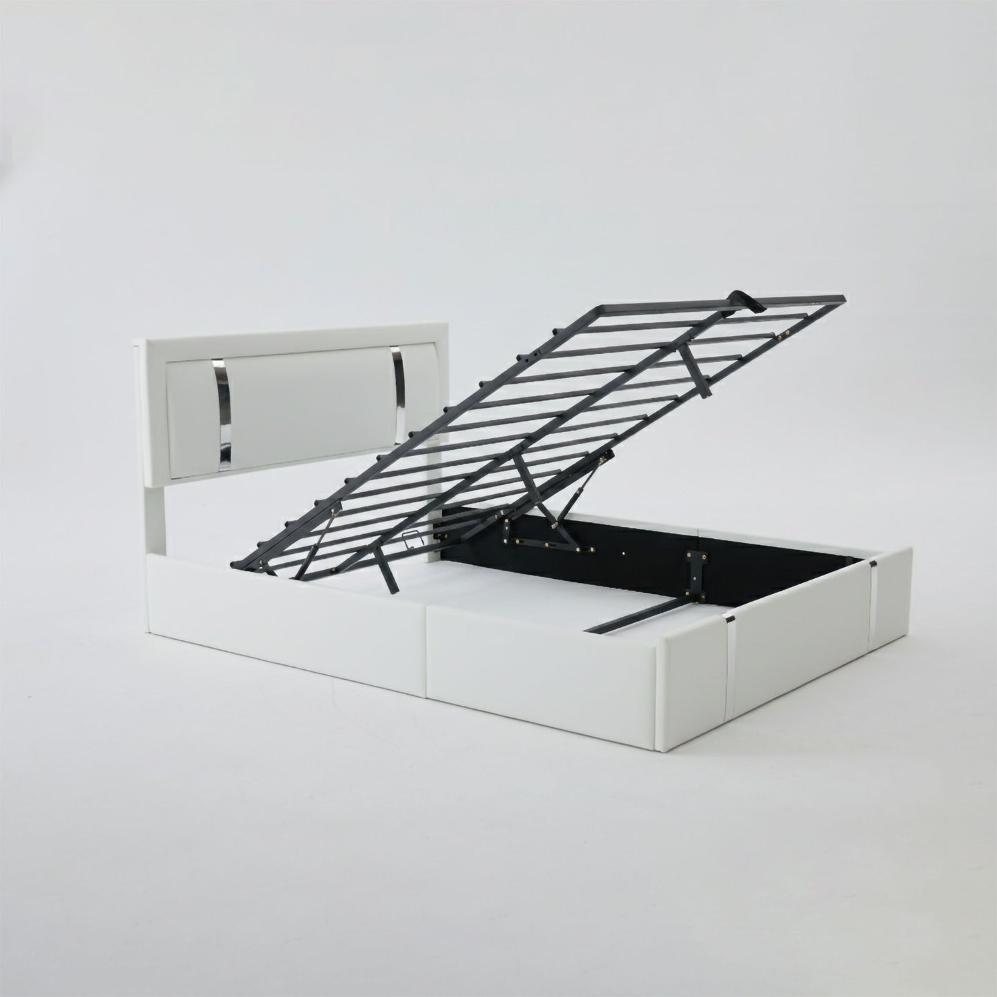 Upholstered Platform Bed Frame With Adjustable LED Headboard, USB C-Charging, Hydraulic Lift - The Sleep Loft - Online Mattress Showroom NYC