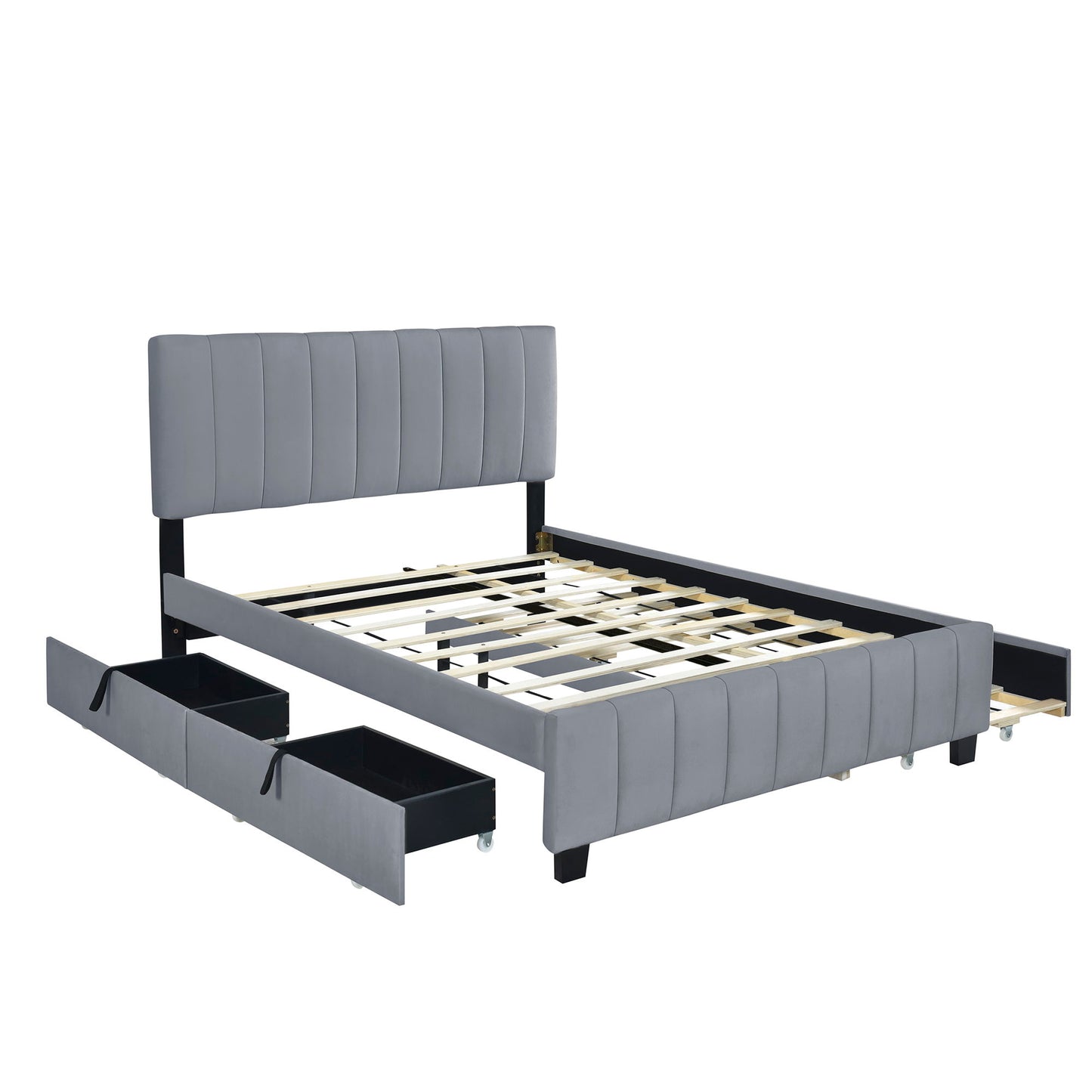 Platform UpholsteredBed With 2 Drawers And Twin Long Trundle - The Sleep Loft - Online Mattress Showroom NYC