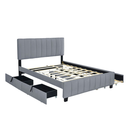 Platform UpholsteredBed With 2 Drawers And Twin Long Trundle - The Sleep Loft - Online Mattress Showroom NYC