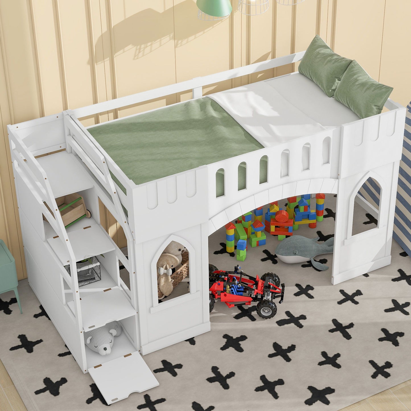 Loft Bed With Storage Staircase And Windows - The Sleep Loft - Online Mattress Showroom NYC