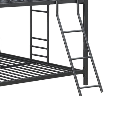 Triple Bunk Bed, Full Size With Sturdy Metal Frame And Safe Stairs - Black - The Sleep Loft - Online Mattress Showroom NYC