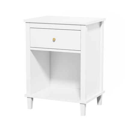 Nightstand & 1 Drawer And 1 Shelf - White - The Sleep Loft - Online Mattress Showroom NYC