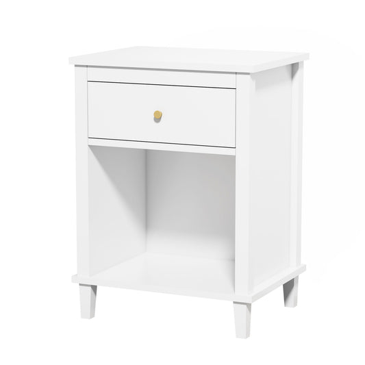 Nightstand & 1 Drawer And 1 Shelf - White - The Sleep Loft - Online Mattress Showroom NYC