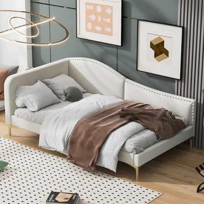 Upholstered Daybed With Headboard And Armrest, Support Legs - The Sleep Loft - Online Mattress Showroom NYC