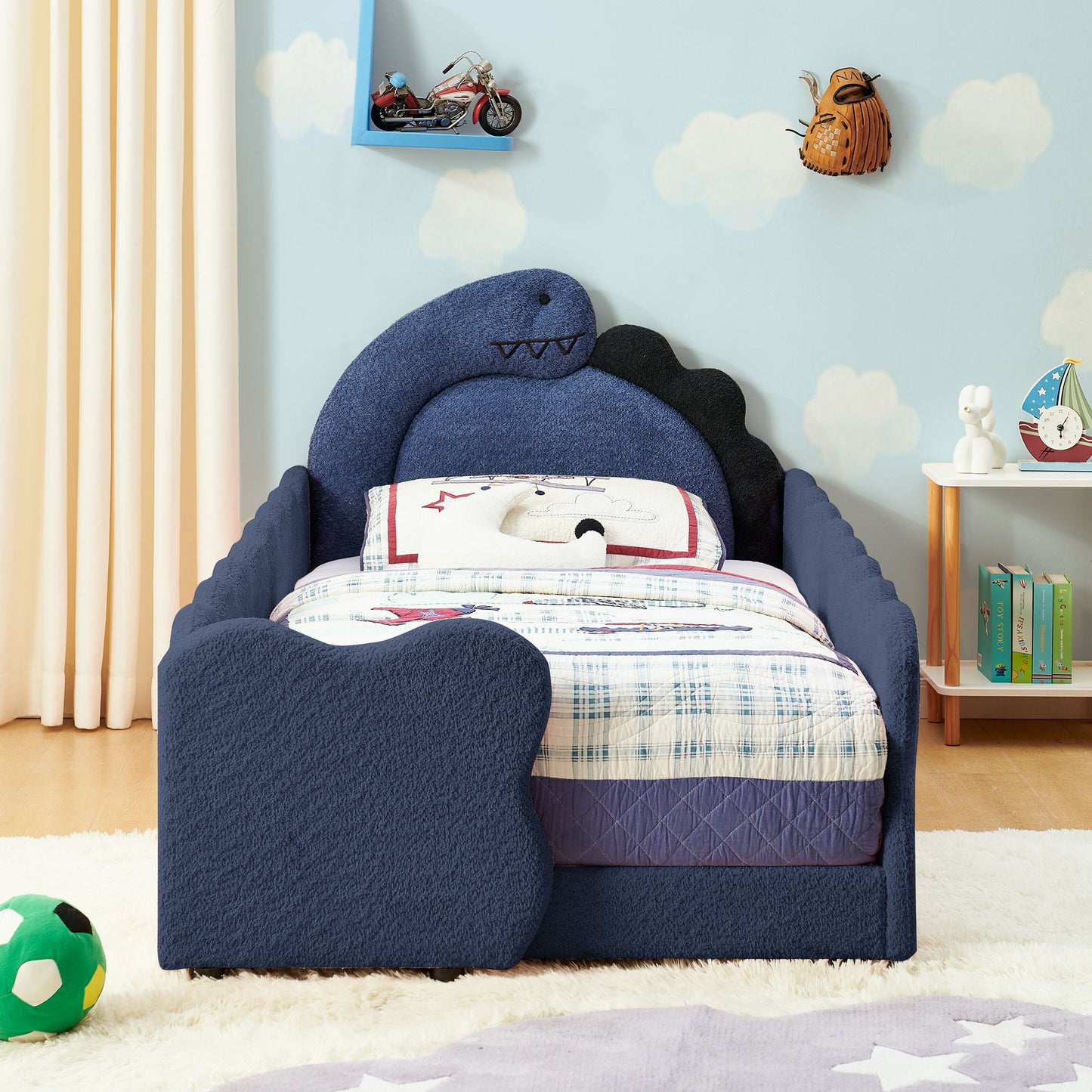 Cute Dinosaur Shaped Bed With Safety Guardrail, Toddler Frame - The Sleep Loft - Online Mattress Showroom NYC