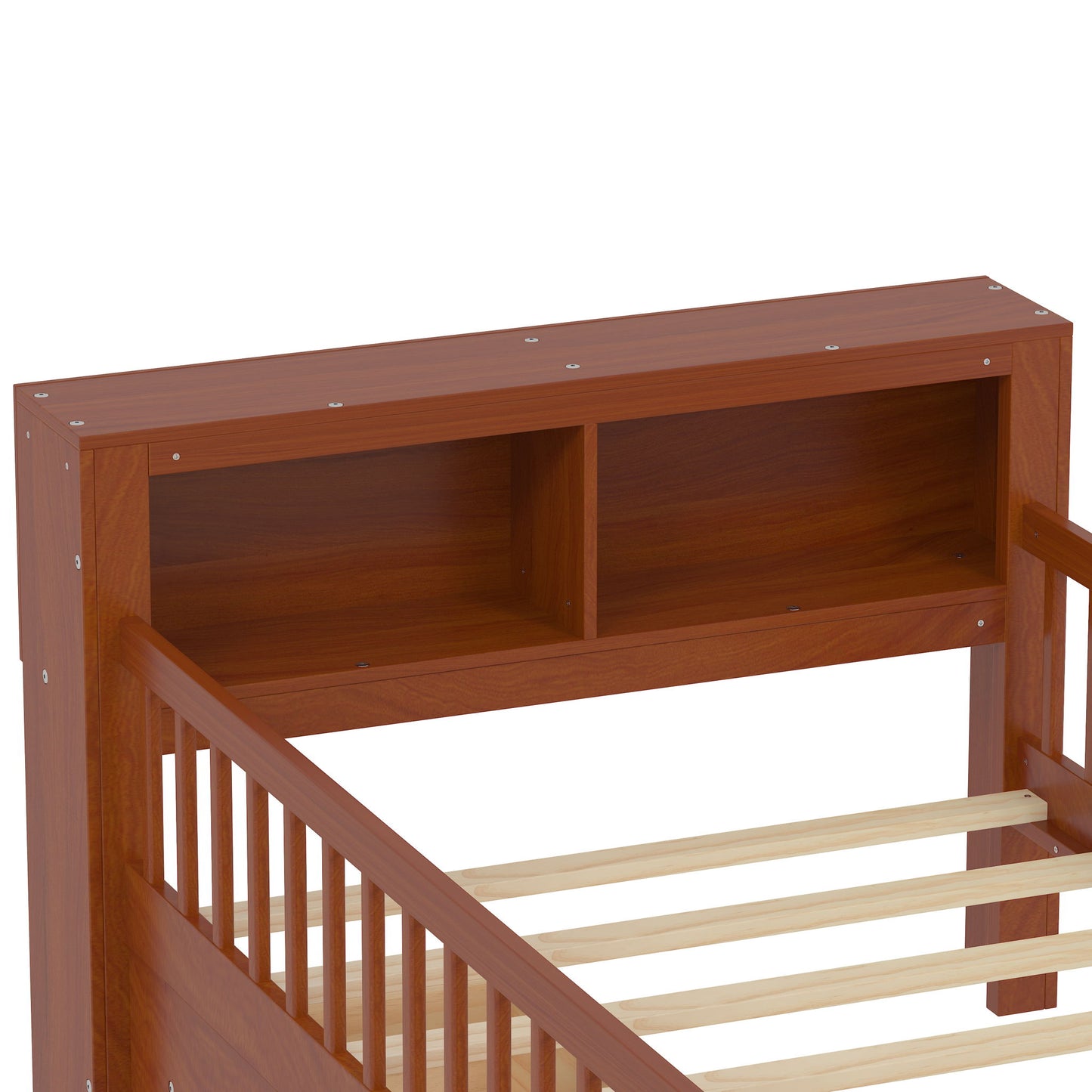 Bed With Headboard Storage Rack, 2 Under Bed Drawers, 3 Side Guardrails For Safety - The Sleep Loft - Online Mattress Showroom NYC