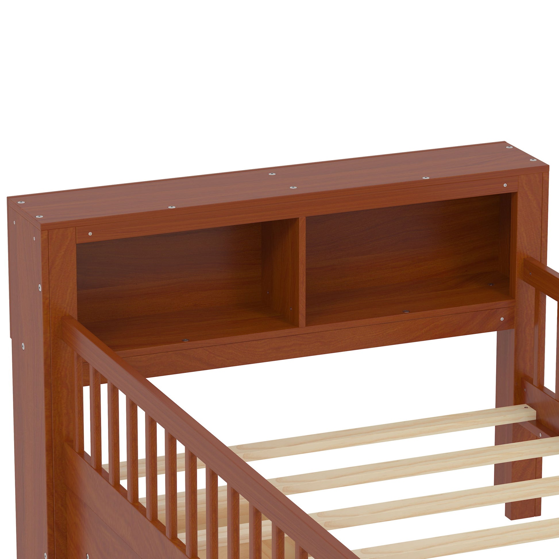 Bed With Headboard Storage Rack, 2 Under Bed Drawers, 3 Side Guardrails For Safety - The Sleep Loft - Online Mattress Showroom NYC