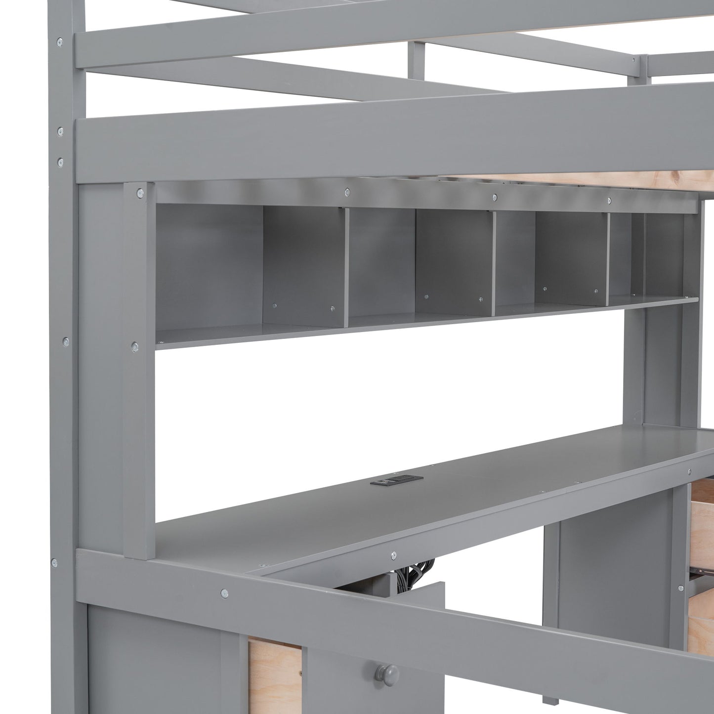 Loft Bed With Desk, Cabinets, Drawers, Charging Station And Bedside Tray - The Sleep Loft - Online Mattress Showroom NYC