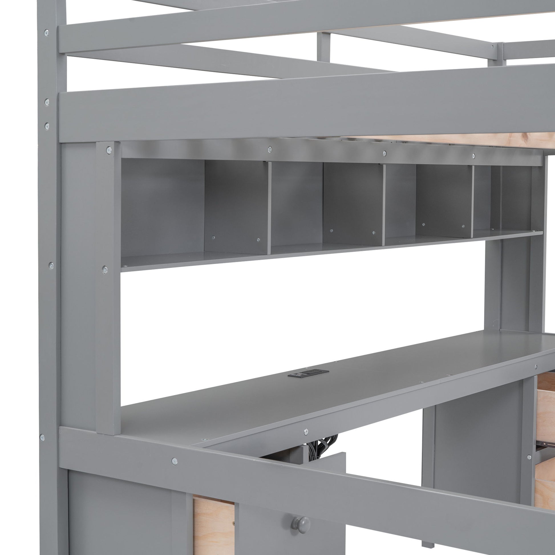 Loft Bed With Desk, Cabinets, Drawers, Charging Station And Bedside Tray - The Sleep Loft - Online Mattress Showroom NYC