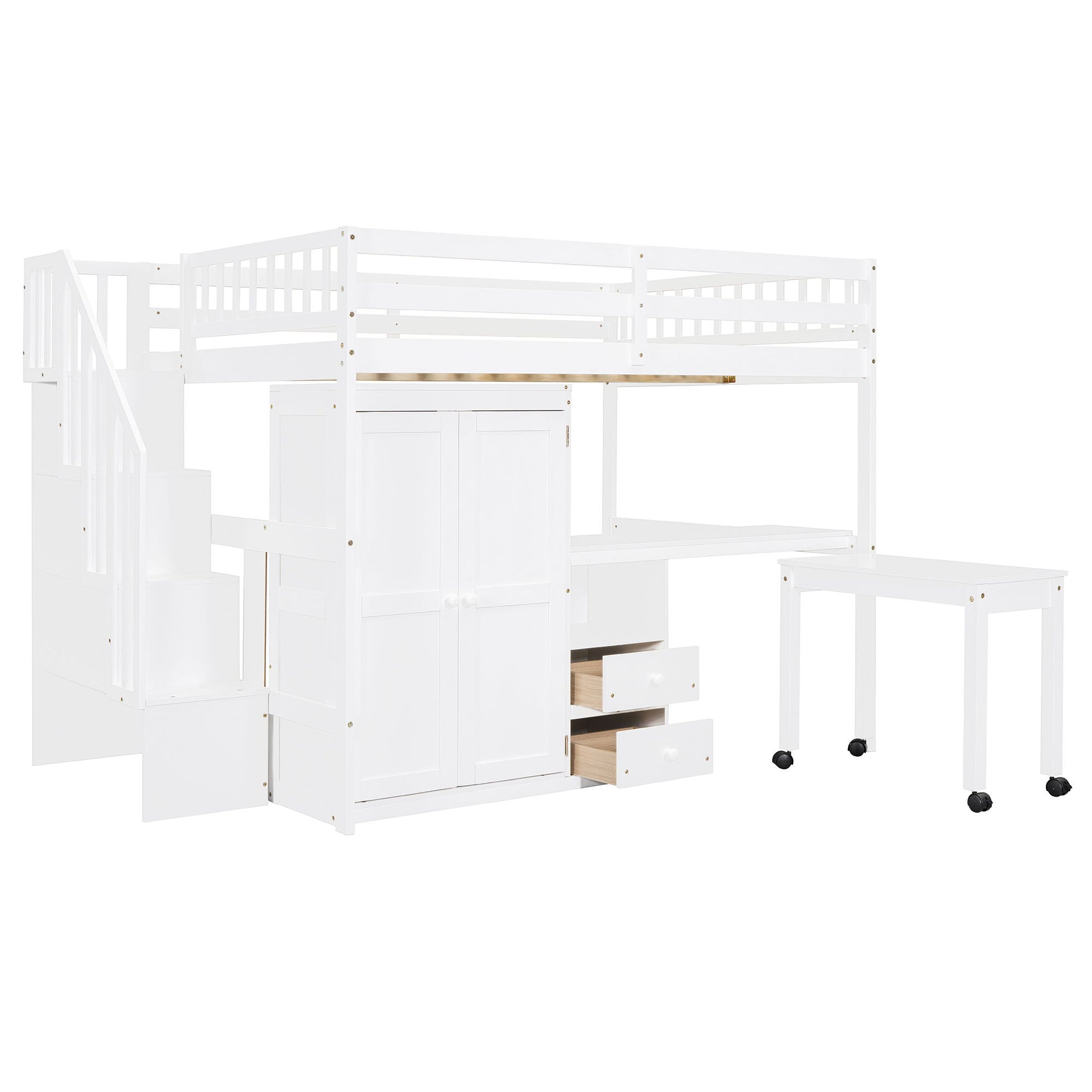 Loft Bed With Stairs, Bookshelf, Drawers, Desk & Wardrobe, Space Saving Multifunctional Furniture - The Sleep Loft - Online Mattress Showroom NYC