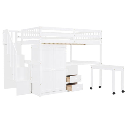 Loft Bed With Stairs, Bookshelf, Drawers, Desk & Wardrobe, Space Saving Multifunctional Furniture - The Sleep Loft - Online Mattress Showroom NYC