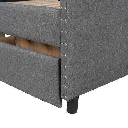 Upholstered Daybed With Two Drawers, Wood Slat Support - The Sleep Loft - Online Mattress Showroom NYC