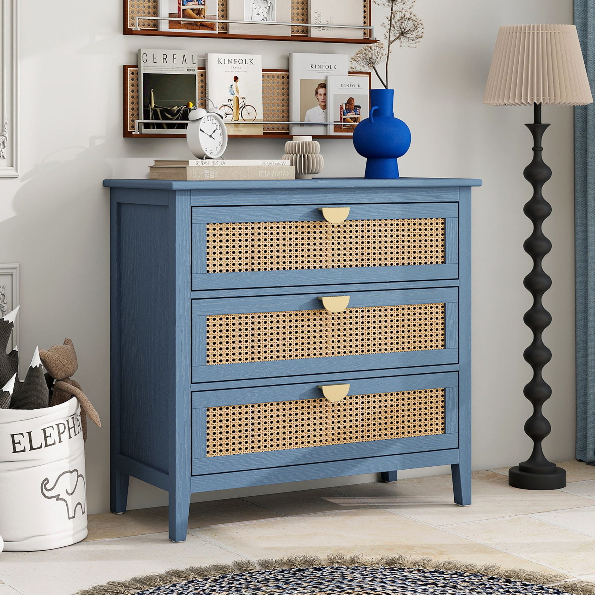 3 Drawer Cabinet, Natural Rattan, American Furniture - The Sleep Loft - Online Mattress Showroom NYC