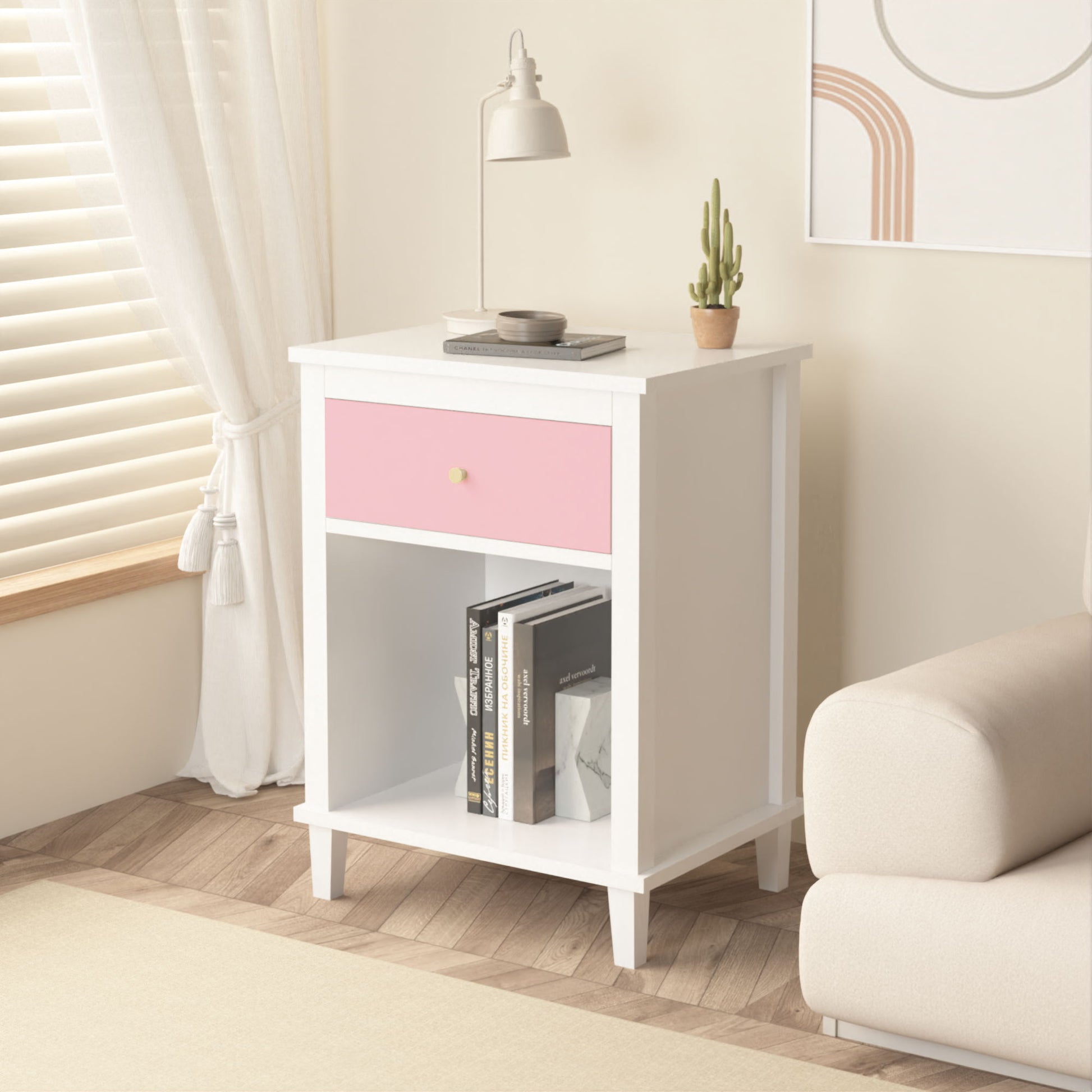 Nightstand With 1 Drawer 1 Shelf - The Sleep Loft - Online Mattress Showroom NYC