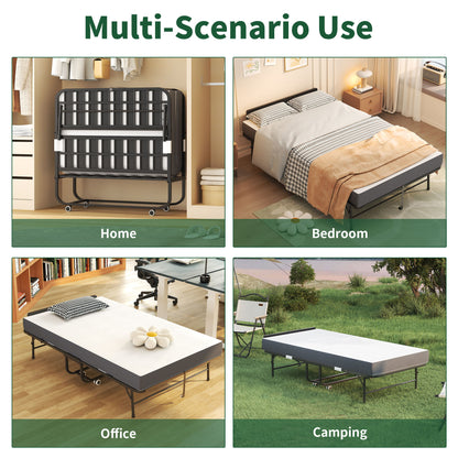 Twin Wide Folding Bed With Adjustable Headboard, Extra Long Rollaway For Tall People, Memory Foam Mattress - Black - The Sleep Loft - Online Mattress Showroom NYC