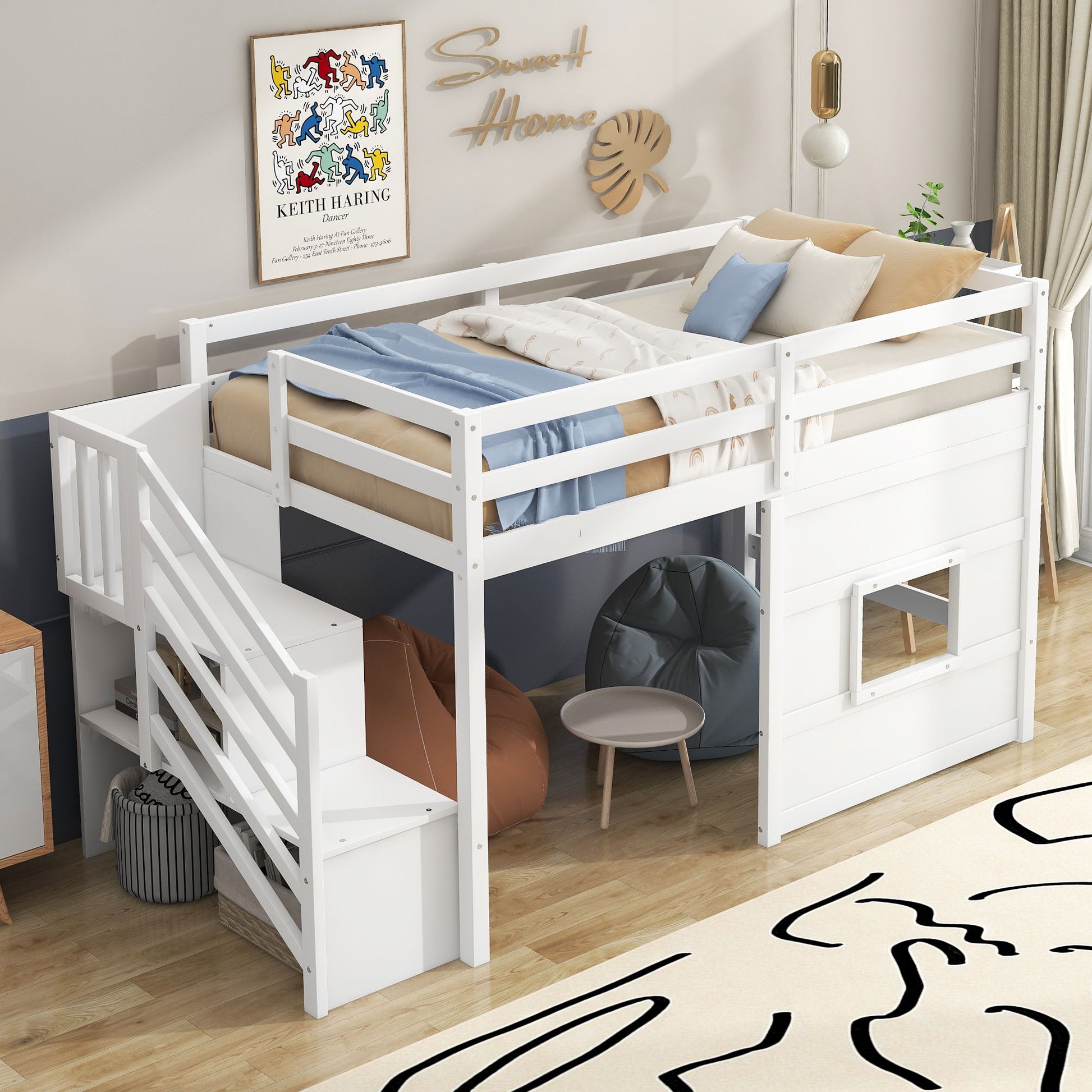 Loft Bed With Storage Staircase, Window & LED Light - The Sleep Loft - Online Mattress Showroom NYC