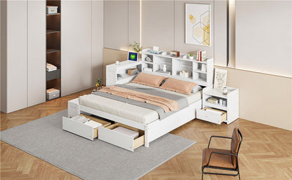 Platform Bed With Multi Functional Storage Space, Nightstand, 2 Drawers, USB Ports And Desk - The Sleep Loft - Online Mattress Showroom NYC