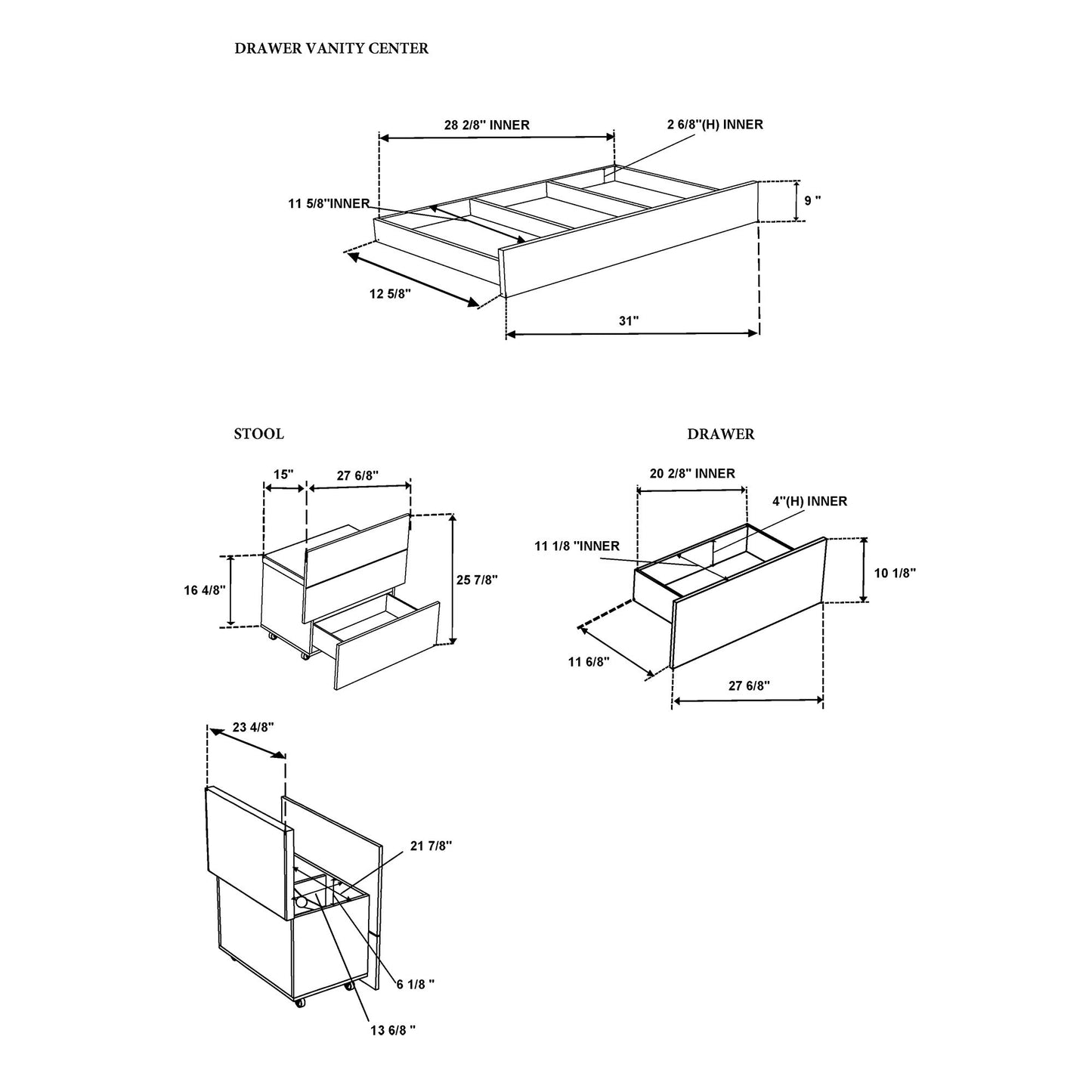 Elisa - Vanity Set With Stool And LED Bulbs - The Sleep Loft - Online Mattress Showroom NYC
