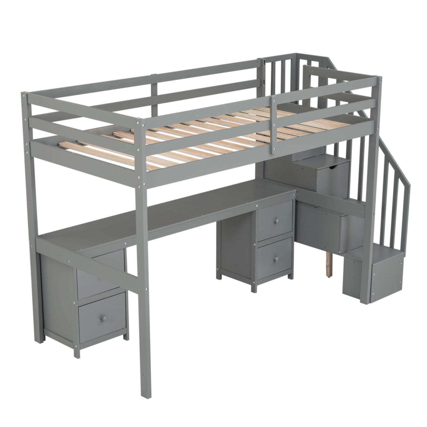 Loft Bed Frame With Built In Desk And Double Storage Drawers - The Sleep Loft - Online Mattress Showroom NYC