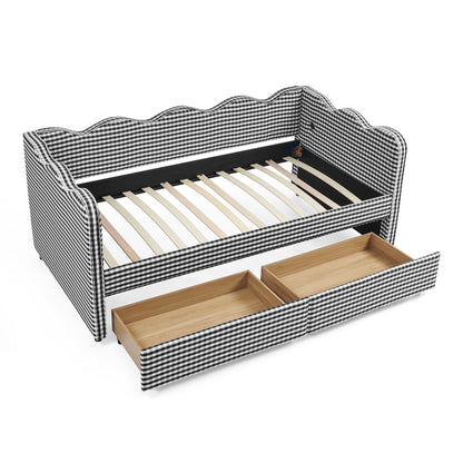 Gingham Daybed With USB Charging Port, Wave-Shaped Design - The Sleep Loft - Online Mattress Showroom NYC