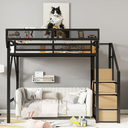 Loft Bed With Stairs, Storage Shelves, Wardrobe - The Sleep Loft - Online Mattress Showroom NYC
