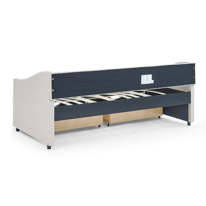 Upholstered Tufted Daybed With 2 Drawers, Waved Arms - The Sleep Loft - Online Mattress Showroom NYC