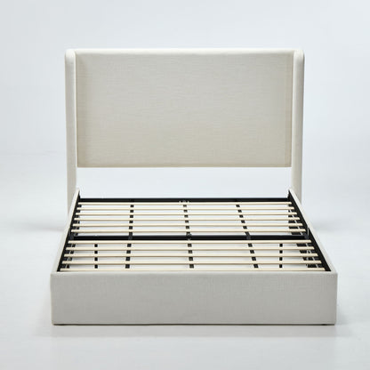 Carmen - Minimalist Upholstered Wingback Bed Frame With High Headboard - The Sleep Loft - Online Mattress Showroom NYC
