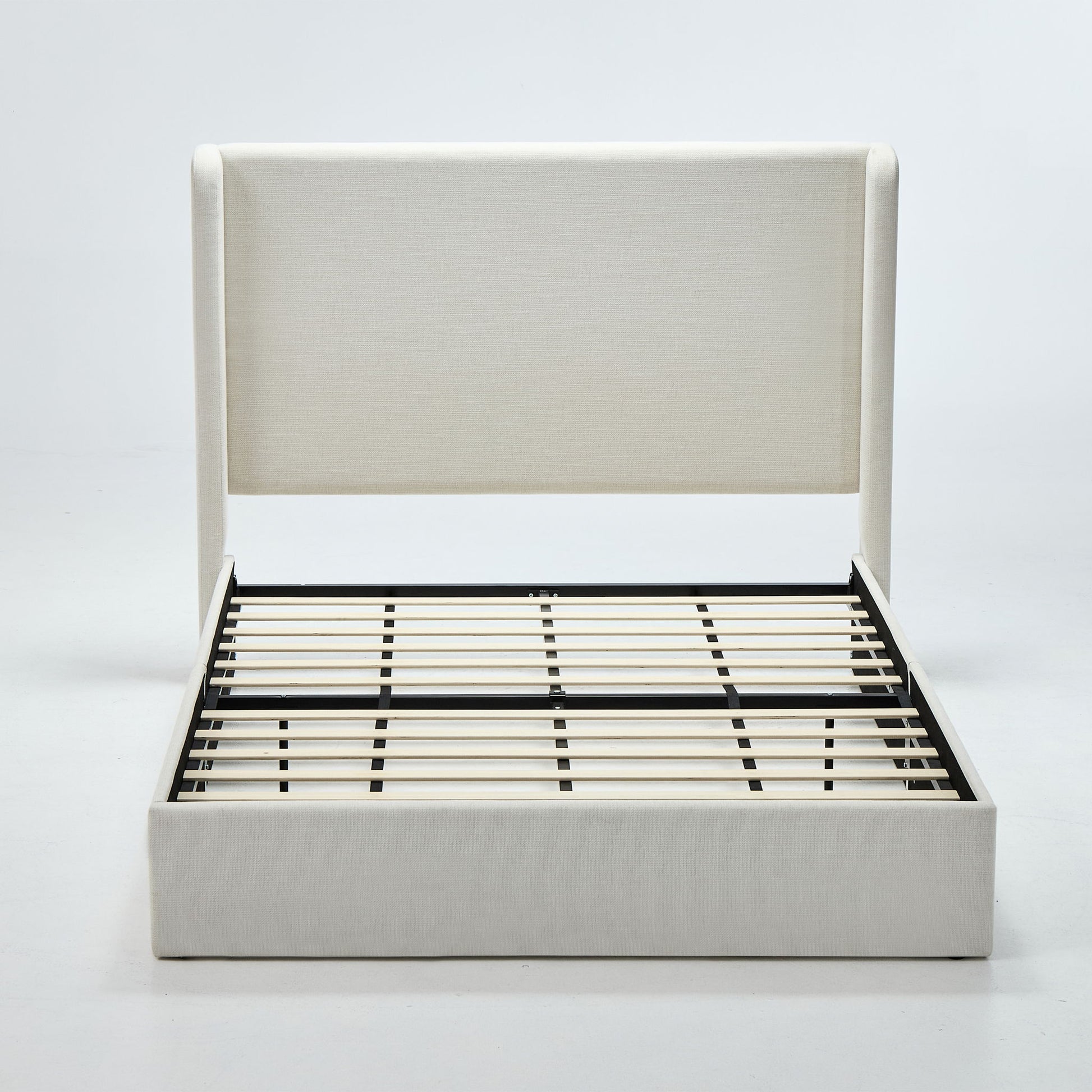 Carmen - Full Size Upholstered Wingback Bed - Ivory - The Sleep Loft - Online Mattress Showroom NYC