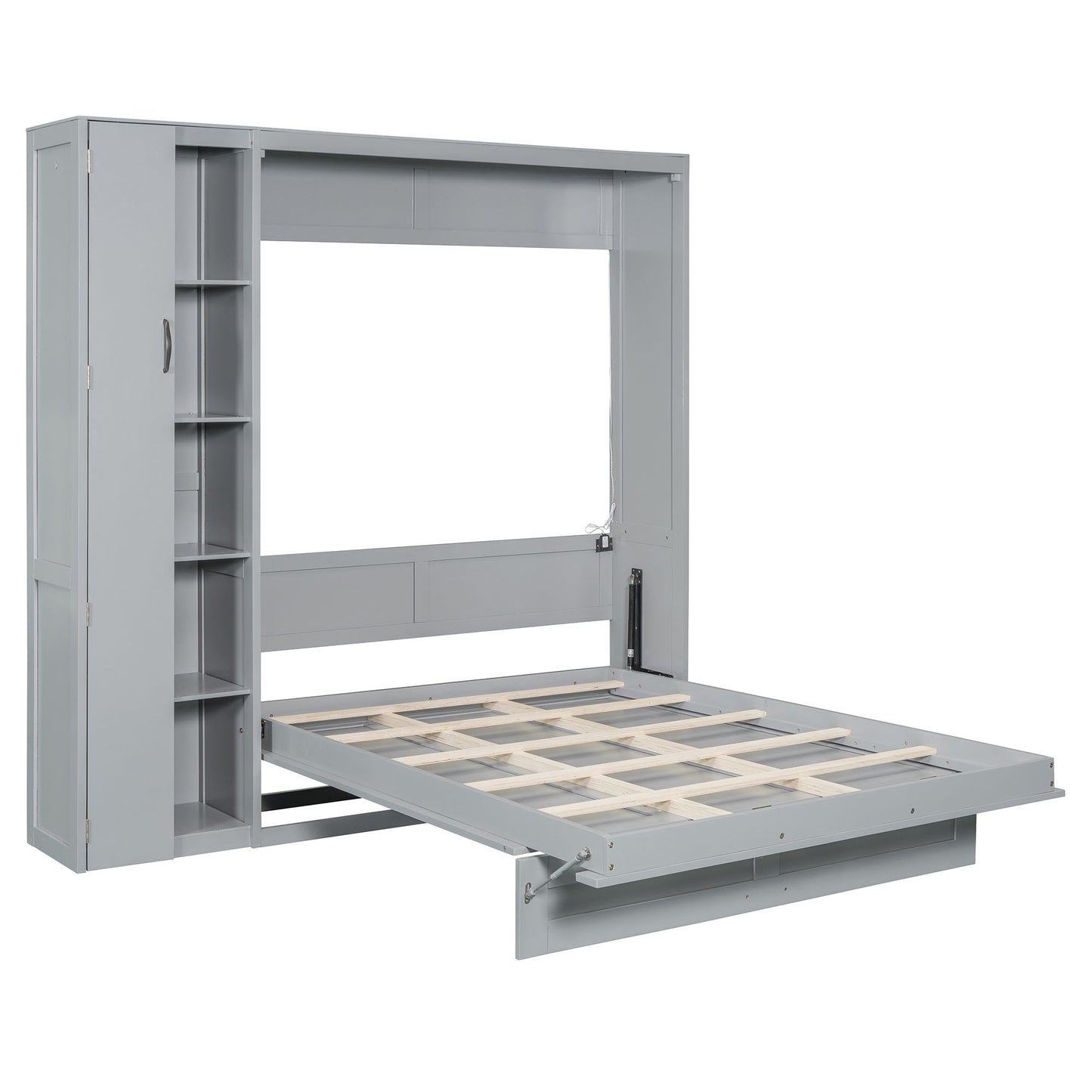 Murphy Wall Bed With Shelves, Wardrobe And LED Lights - The Sleep Loft - Online Mattress Showroom NYC