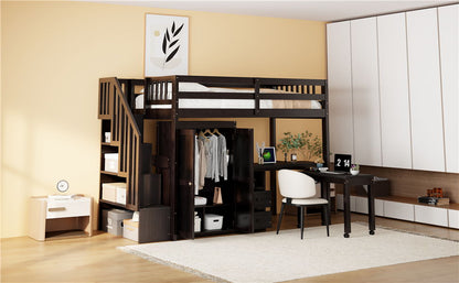 Loft Bed With Stairs, Bookshelf, Drawers, Desk & Wardrobe, Space Saving Multifunctional Furniture - The Sleep Loft - Online Mattress Showroom NYC
