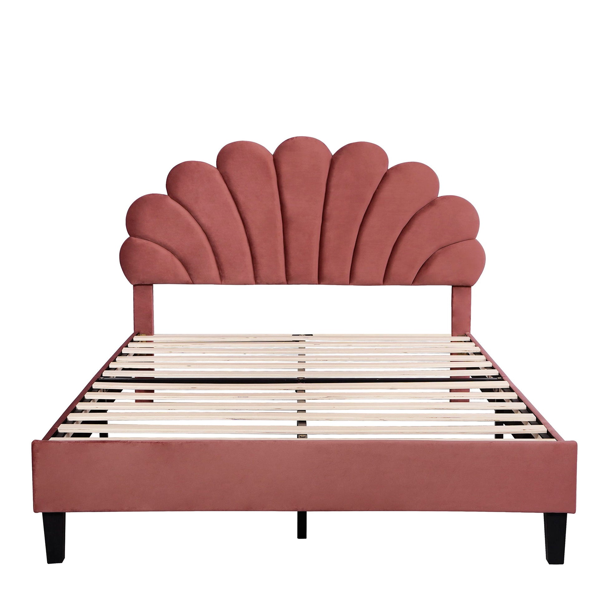 Upholstered Platform Bed With Flower Pattern Headboard - The Sleep Loft - Online Mattress Showroom NYC
